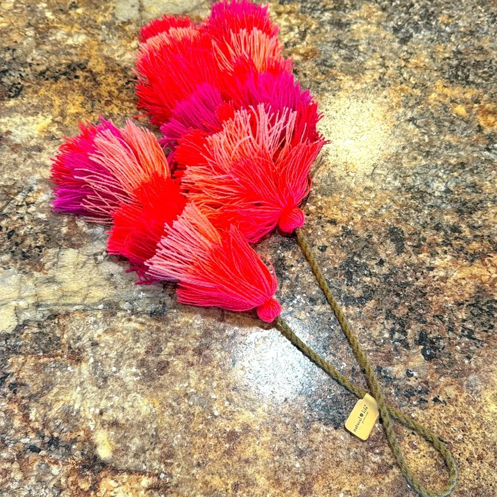 Natural Life Tassel Bag Charm Rear View Mirror Ornament - Picture 1 of 3